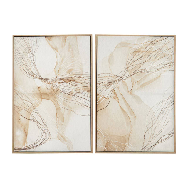 Premier Housewares Astratto Set Of Two Natural Abstract Wall Art