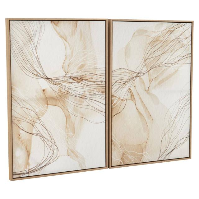 Premier Housewares Astratto Set Of Two Natural Abstract Wall Art