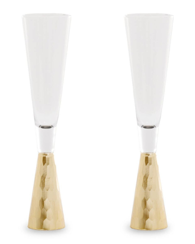 Premier Housewares Astrid Set Of Two Champagne Glasses With Gold Finish Stem