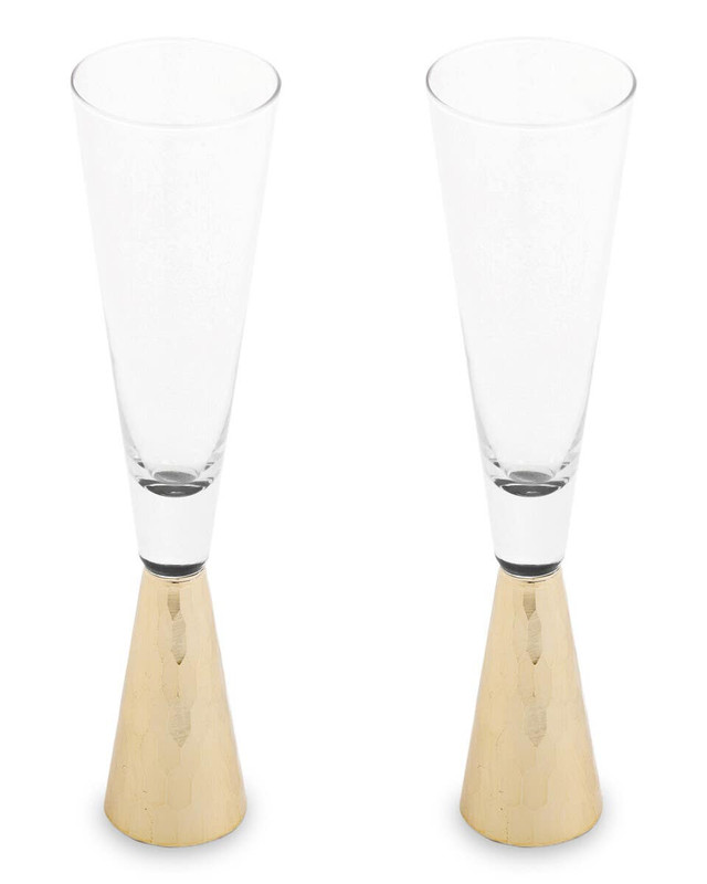premier housewares Astrid Set Of Two Champagne Glasses With Gold Finish Stem