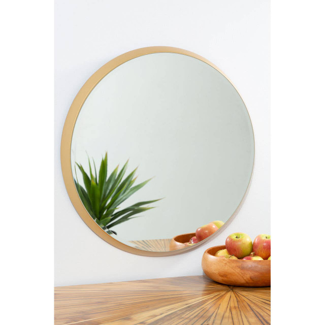 Premier Housewares Athena Large Round Wall Mirror With Gold Frame