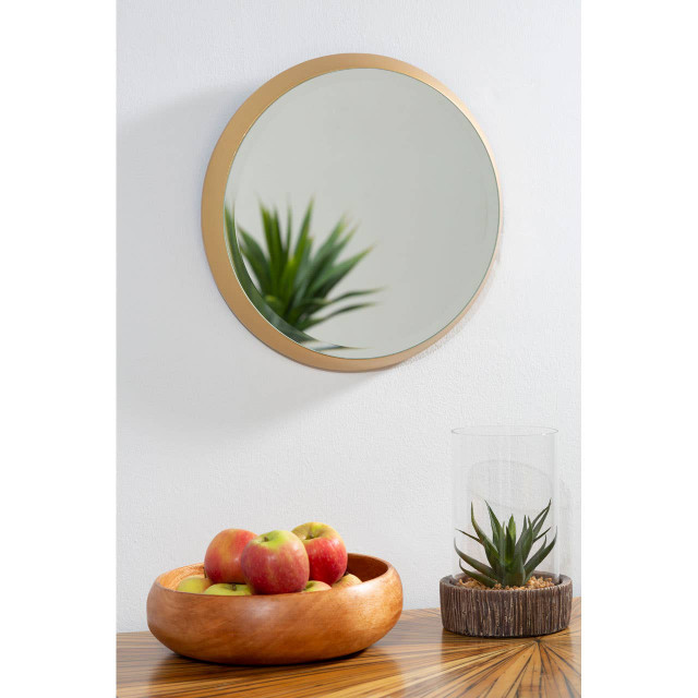 Premier Housewares Athena Small Round Wall Mirror With Gold Frame