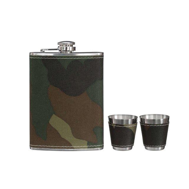 Premier Housewares Auden Camouflage Hip Flask And Shot Glasses Set