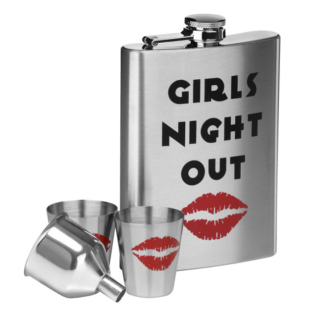 premier housewares Auden Girls Night Out Design Hip Flask Set