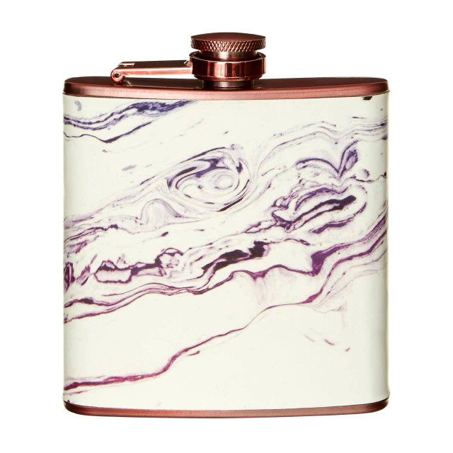 Premier Housewares Auden Marble Effect Rose Gold Hip Flask
