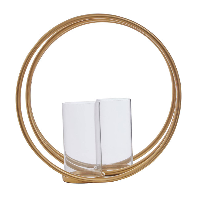 Premier Housewares Aura Large Gold Finish Double Candle Holder