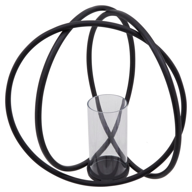 Premier Housewares Aura Large Matte Black Finish Candle Holder