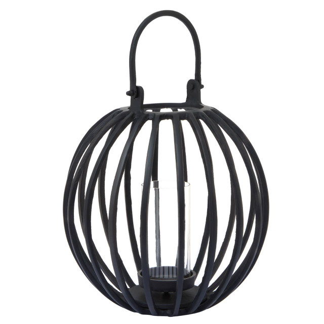 Premier Housewares Aura Large Matte Black Finish Lantern