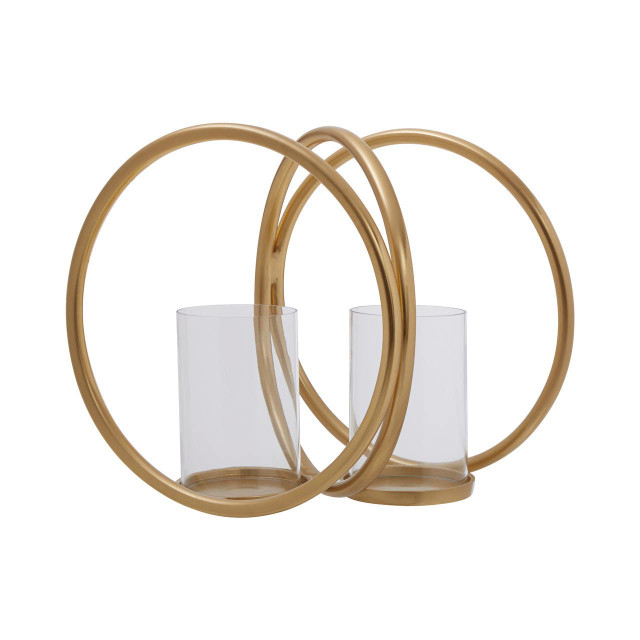Premier Housewares Aura Medium Gold Finish Double Candle Holder