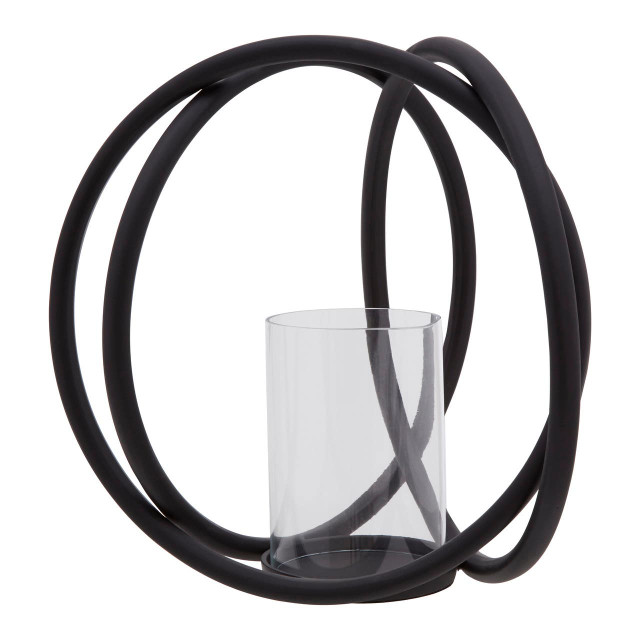 premier housewares Aura Medium Matte Black Finish Candle Holder