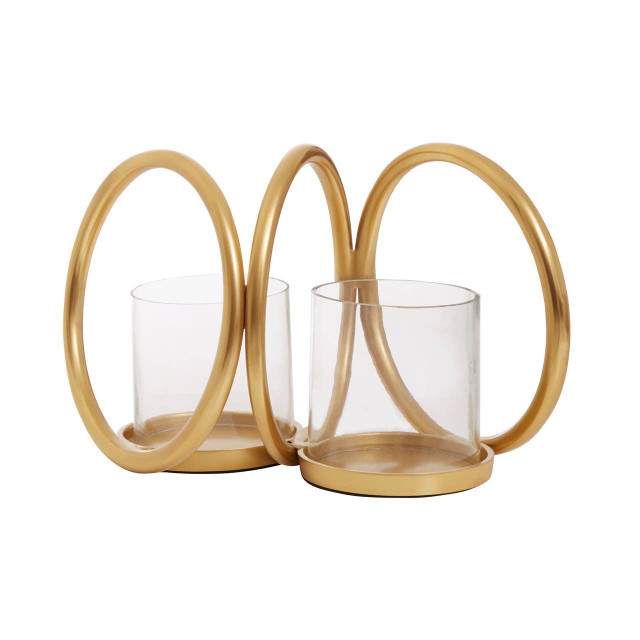 premier housewares Aura Small Gold Finish Double Candle Holder