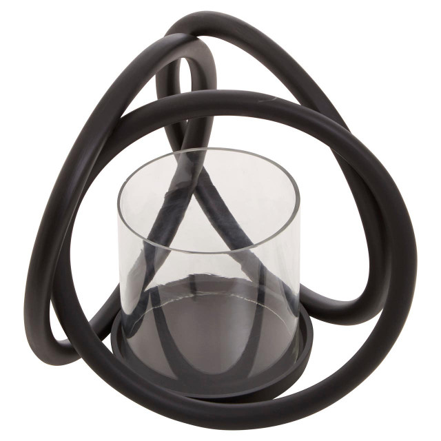 Premier Housewares Aura Small Matte Black Finish Candle Holder