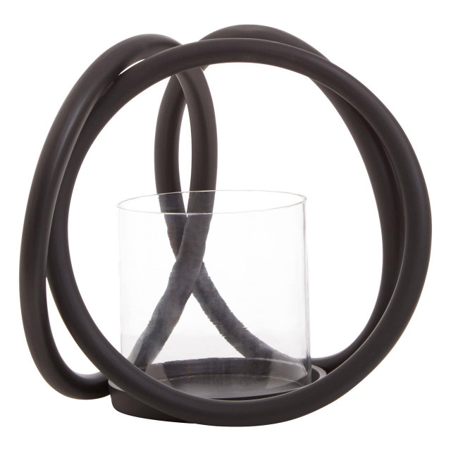 premier housewares Aura Small Matte Black Finish Candle Holder