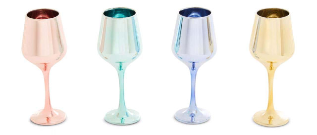 Premier Housewares Aurora Set Of Four Wine Glasses In Assorted Colours