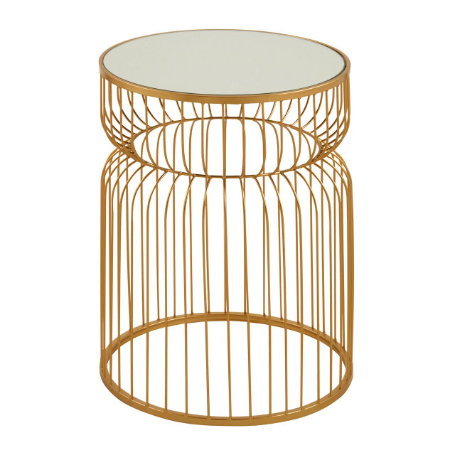 Premier Housewares Avantis Gold Metal Wireframe Round Side Table