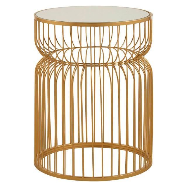 premier housewares Avantis Gold Metal Wireframe Round Side Table