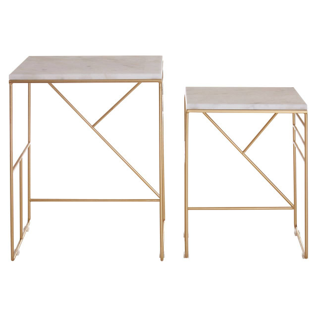 premier housewares Avantis Marble Set Of 2 Square Nesting Tables