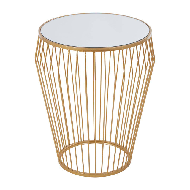Premier Housewares Avantis Round Side Table With Gold Polished Frame