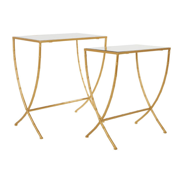 Premier Housewares Avantis Set Of 2 Bamboo Design Side Tables