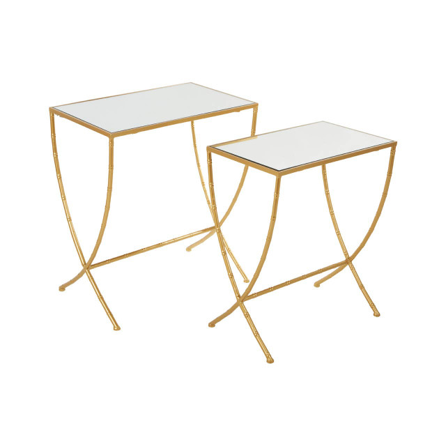 Premier Housewares Avantis Set Of 2 Bamboo Design Side Tables
