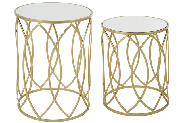 Premier Housewares Avantis Set Of 2 Champagne Finish Side Tables