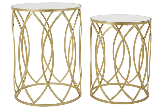 Premier Housewares Avantis Set Of 2 Champagne Finish Side Tables