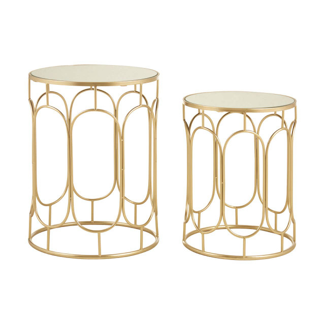 premier housewares Avantis Set Of 2 Champagne Metal Side Tables