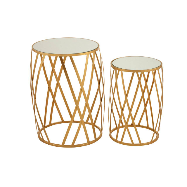 Premier Housewares Avantis Set Of 2 Cross Design Side Tables