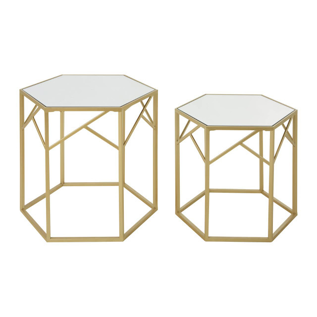 Premier Housewares Avantis Set Of 2 Hexagonal Side Tables