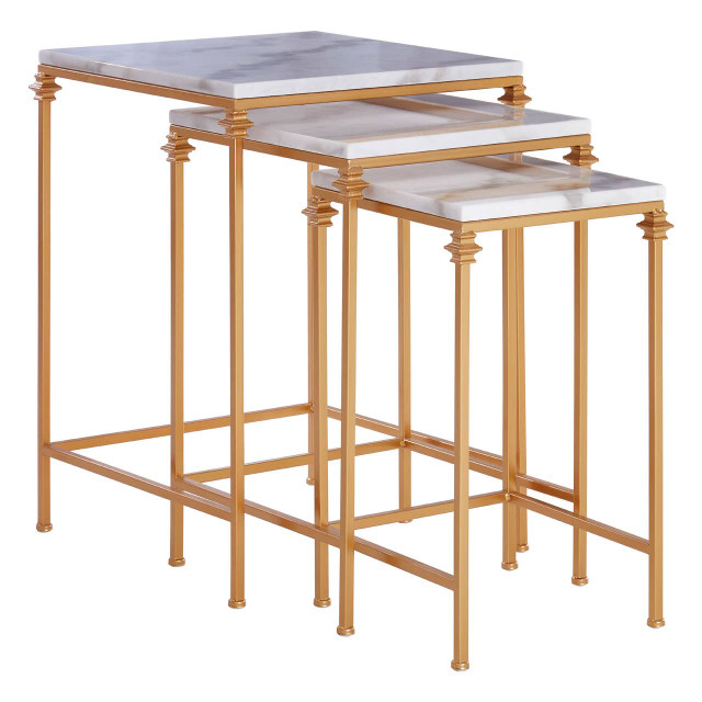 Premier Housewares Avantis Set Of 3 Square Side Tables