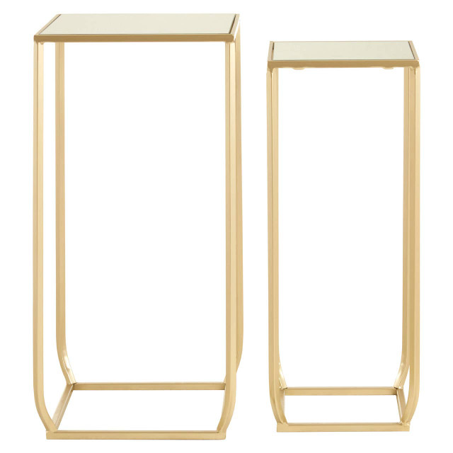premier housewares Avantis Set Of Two Champagne Square Side Tables