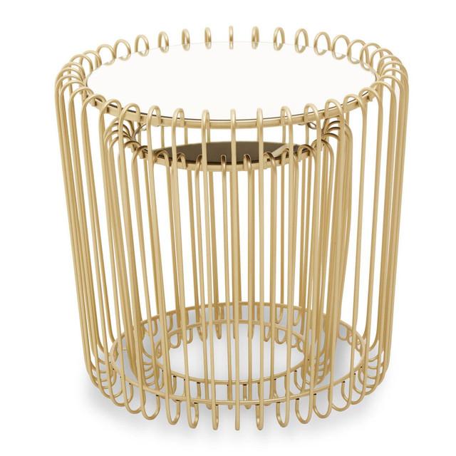 Premier Housewares Avantis Set Of Two Champagne Wireframe Side Tables