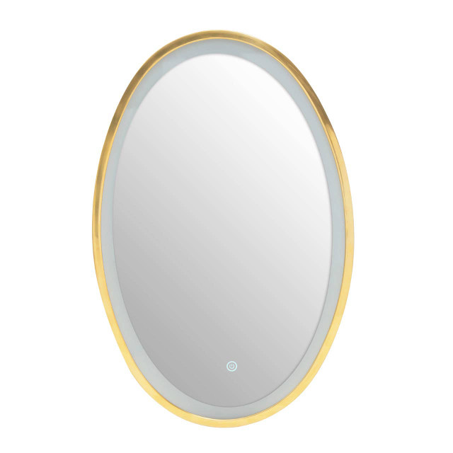 Premier Housewares Avelino Illuminated LED Gold Oval Mirror