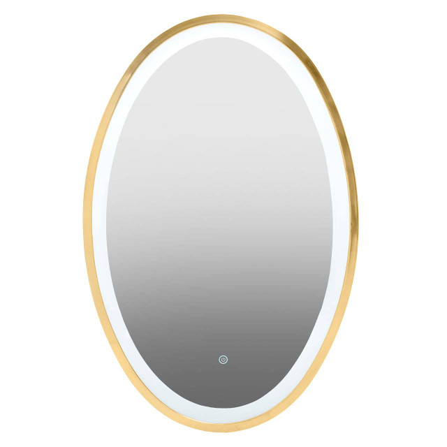 premier housewares Avelino Illuminated LED Gold Oval Mirror
