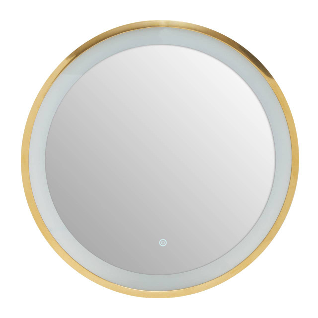 Premier Housewares Avelino Illuminated LED Gold Round Mirror