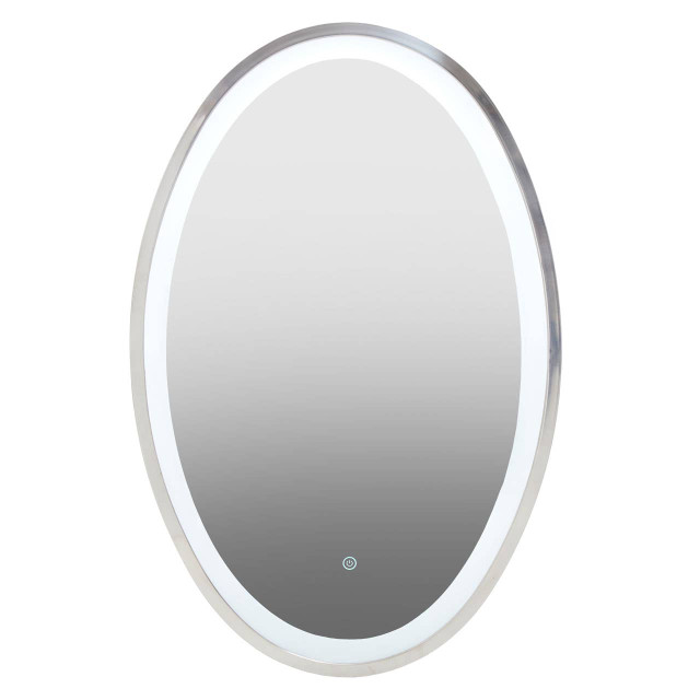Premier Housewares Avelino Illuminated LED Silver Oval Mirror
