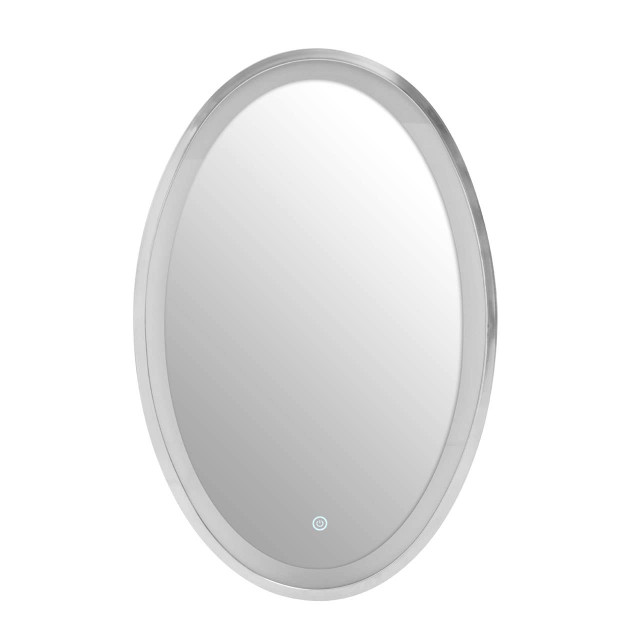 Premier Housewares Avelino Illuminated LED Silver Oval Mirror