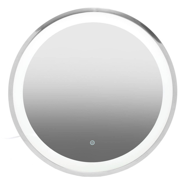 premier housewares Avelino Illuminated LED Silver Round Mirror