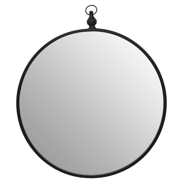 Premier Housewares Avento Black Wall Mirror With Circular Hook