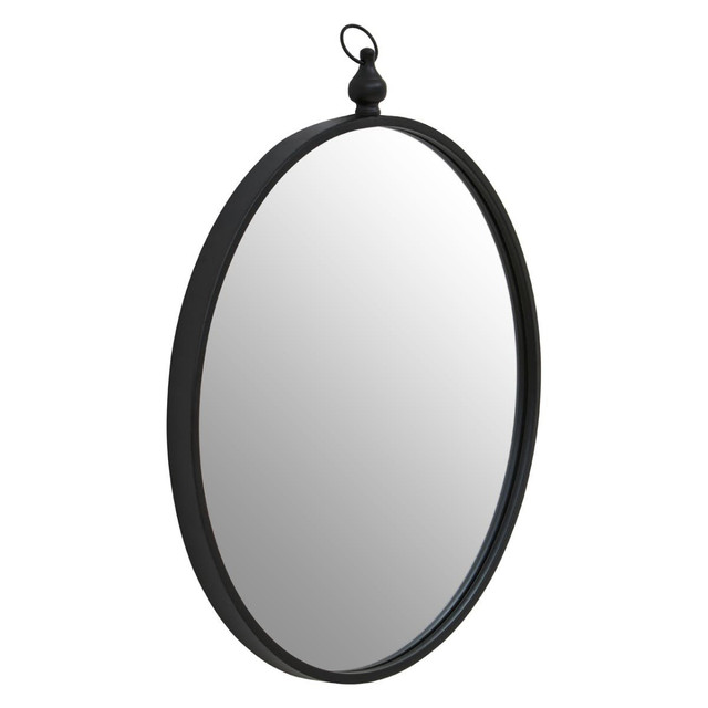 Premier Housewares Avento Black Wall Mirror With Circular Hook