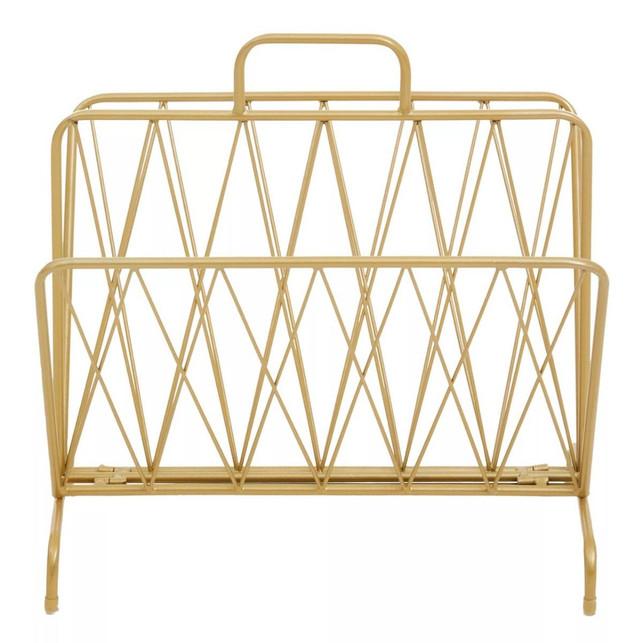 Premier Housewares Avento Gold Finish Two Pocket Magazine Rack