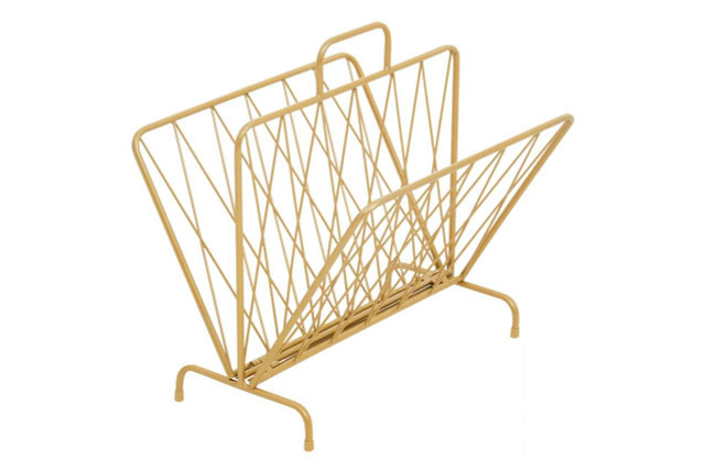 Premier Housewares Avento Gold Finish Two Pocket Magazine Rack