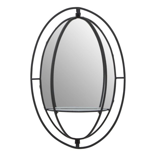 Premier Housewares Avento Oval Shelved Black Wall Mirror
