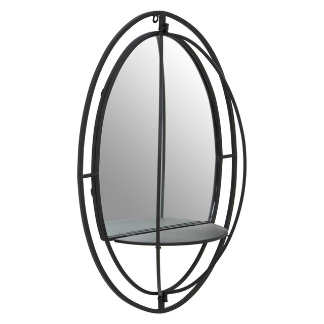 Premier Housewares Avento Oval Shelved Black Wall Mirror