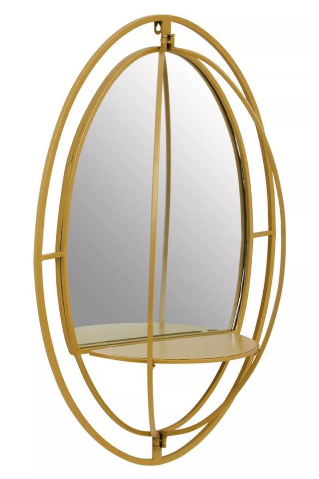Premier Housewares Avento Oval Shelved Gold Wall Mirror