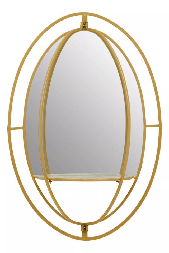 premier housewares Avento Oval Shelved Gold Wall Mirror