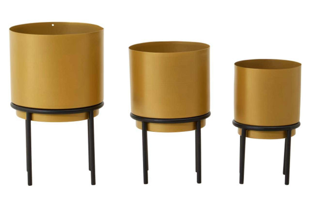 premier housewares Avento Set Of Three Gold Finish Planters