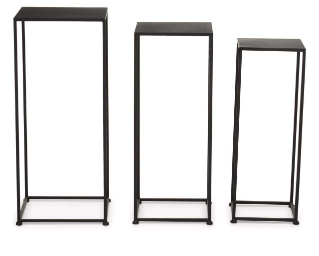 Premier Housewares Avento Set Of Three Square Black Plant Stands