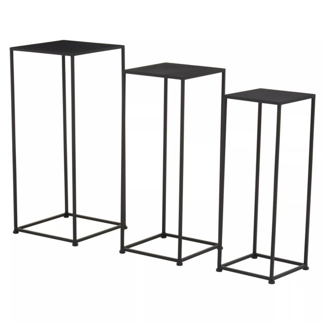 Premier Housewares Avento Set Of Three Square Black Plant Stands