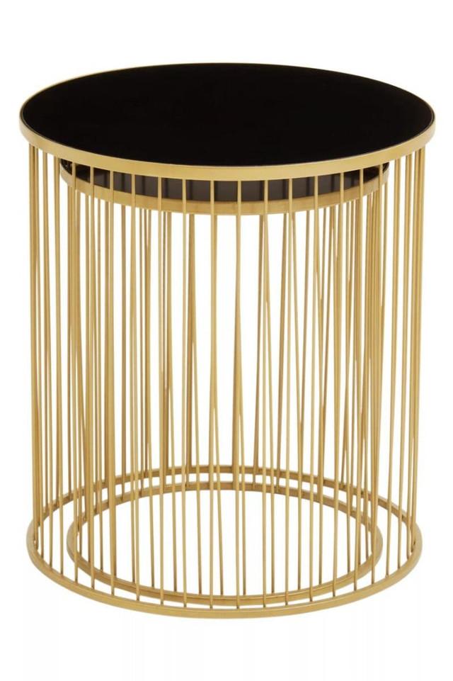 Premier Housewares Avento Set Of Two Black And Gold Side Tables